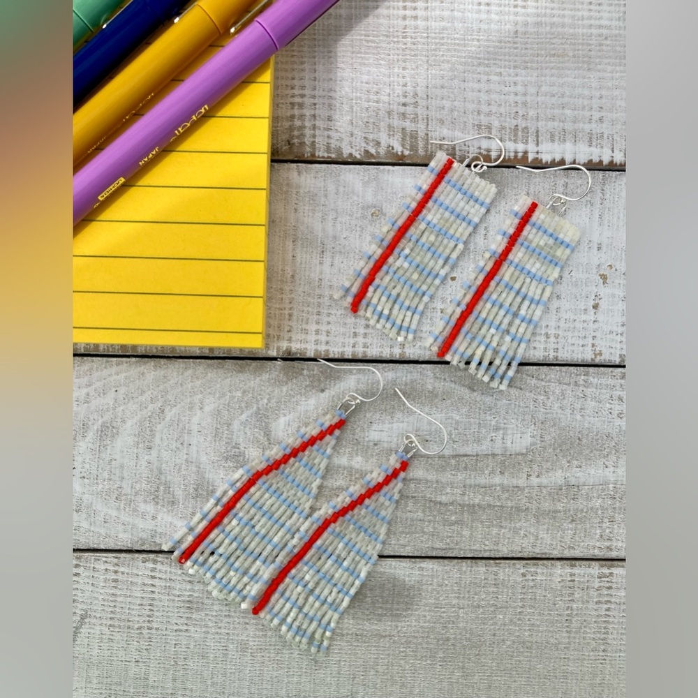 Notebook Paper Fringe Earrings In Rectangle Or Tr… - image 1
